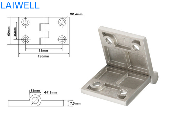 120*60*8MM Custom Metal Die Casting Grote dikke lager Industrial Hardware Chassis Kasten Roestvrij staal scharnier