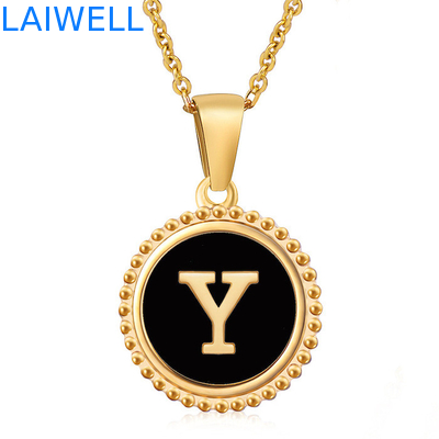 Unieke sieraden 16mm 18K verguld roestvrij staal 3D schelp brief halsketting vrouwen brief hangers