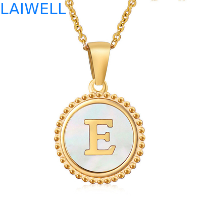 Unieke sieraden 16mm 18K verguld roestvrij staal 3D schelp brief halsketting vrouwen brief hangers