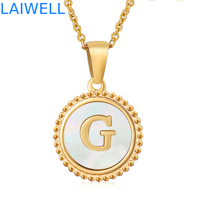 Unieke sieraden 16mm 18K verguld roestvrij staal 3D schelp brief halsketting vrouwen brief hangers