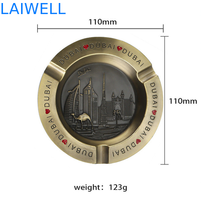 110*110mm Stylish Gold Color Round Shape Die Casting Zink Alloy Metal Pocket Ashtray