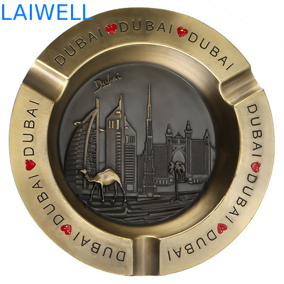 110*110mm Stylish Gold Color Round Shape Die Casting Zink Alloy Metal Pocket Ashtray