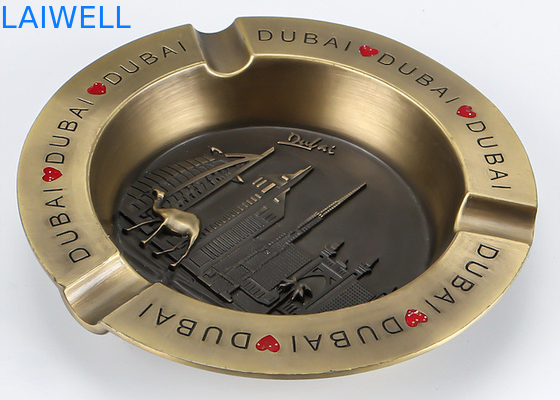 110*110mm Stylish Gold Color Round Shape Die Casting Zink Alloy Metal Pocket Ashtray