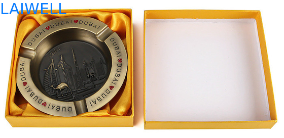 110*110mm Stylish Gold Color Round Shape Die Casting Zink Alloy Metal Pocket Ashtray