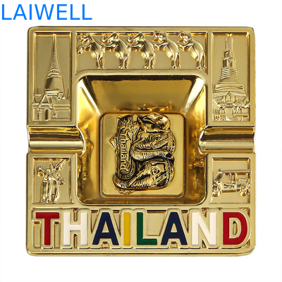 Stylish Portable 100*100MM Gold Color Plated Metal Ashtray gemaakt van gerecycleerde materialen