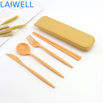 Lichtgewicht Eco tafelgerei Accessoires Voedselkwaliteit Tarwe stro vezels 4-PC Flatware Set voor hoge temperatuur omgevingen
