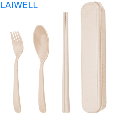 Draagbare beige kleur Duurzame tarwe stro vezels 3-PC Flatware Set herbruikbaar Eco tafelgerei Accessoires kan meerdere malen worden gebruikt Lichtgewicht Niet-toxisch