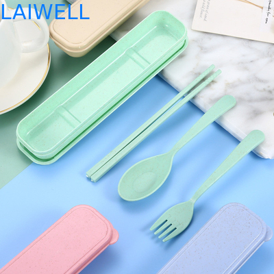 Draagbare beige kleur Duurzame tarwe stro vezels 3-PC Flatware Set herbruikbaar Eco tafelgerei Accessoires kan meerdere malen worden gebruikt Lichtgewicht Niet-toxisch