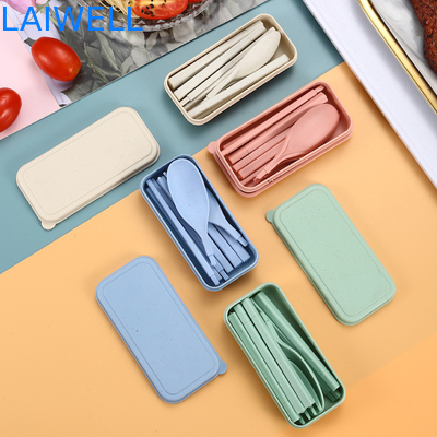 Eco Wheat Straw Fiber Blauw Opvouwbaar 3-PC Flatware Set Duurzaam tafelgerei Accenten Aanpasbaar en herbruikbaar voor uw milieuvriendelijke bedrijf