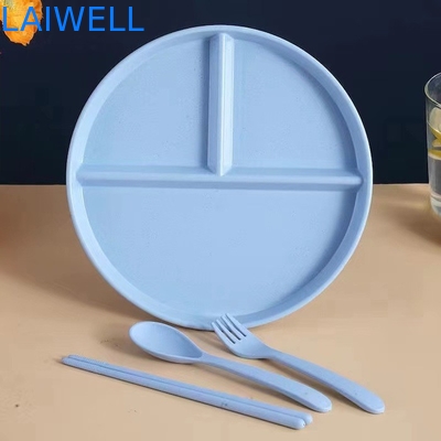 22cm Groene tarwe stro vezels Er compartimenten Anti-val voedsel bord Milieuvriendelijk Eten Milieuvriendelijk tafelgerei