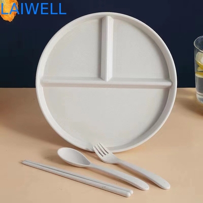 22cm Groene tarwe stro vezels Er compartimenten Anti-val voedsel bord Milieuvriendelijk Eten Milieuvriendelijk tafelgerei
