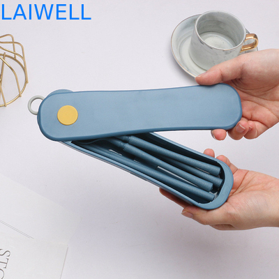 Lichtgewicht Draagbaar Duurzaam Blauw 4-PC Rotary Box Flatware Set Biologisch afbreekbaar en milieuvriendelijk Tafelgerei