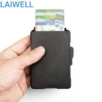 11.2*7.4*1.7cm Zwart Hoogwaardige aluminium RFID-kaarthouders bevatten tot 12 kaarten Perfect voor zakenreizen Luxe design