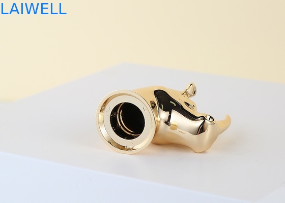 Aanpasbaar dierontwerp Goudkleur Plating Zinklegering Die Casting Parfumfleskappen passen bij de meeste parfumflessen