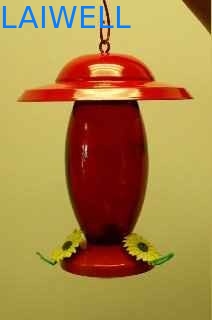 De rode acryl Glas/metaal- het Stempelen Voeder van de Tuinvogel/de Voeder van de Gietijzervogel