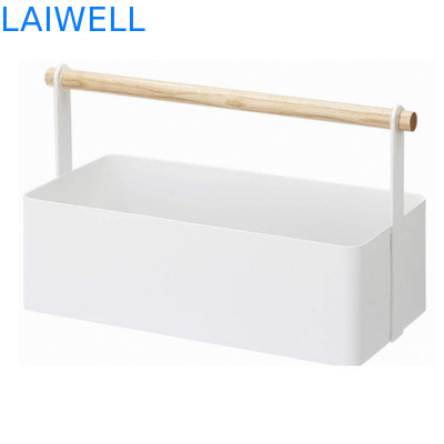 Het witte Poeder bedekte 19cm Metaalhouseware Doos van de Ijzer de kosmetische Opslag met een laag