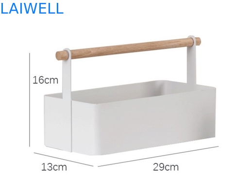 Het witte Poeder bedekte 19cm Metaalhouseware Doos van de Ijzer de kosmetische Opslag met een laag