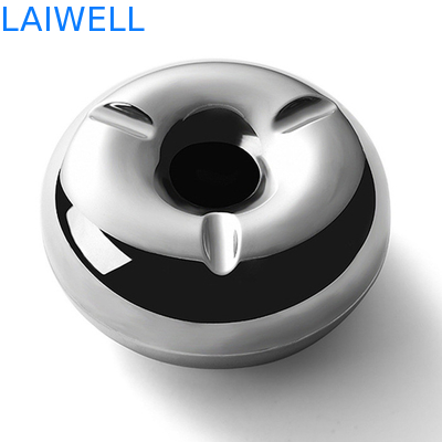 Glanzend Zilveren 12cm Mini Pocket Ashtray Doughnut Shaped Antiek Draagbaar Asbakje