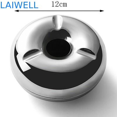 Glanzend Zilveren 12cm Mini Pocket Ashtray Doughnut Shaped Antiek Draagbaar Asbakje