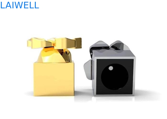 Moderne mode luxe zilver elektronische plating metaal gietgiet zink legering parfum fles doppen met laser gegraveerd logo