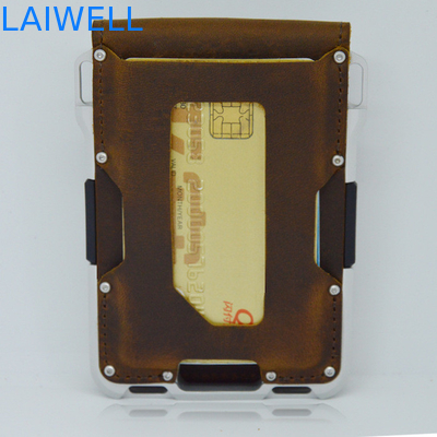Multifunctionele 10 in 1 Pocket Leather Flap Aluminium Card Wallet Anode Oxidating