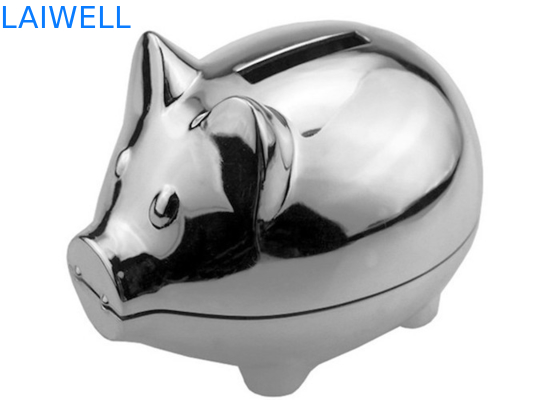 Het Metaalhouseware van de lasergravure Zinklegering Zilver Geplateerd Mini Coin Bank