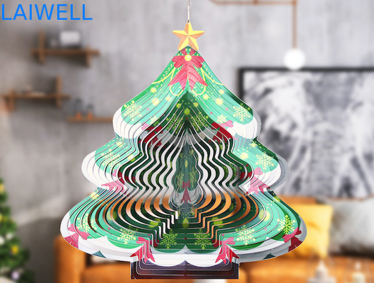 Breedte 27cm Roterende van de de Spinner 3D Kerstboom van de Metaalwind de Windklokkengelui