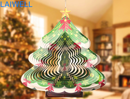 Breedte 27cm Roterende van de de Spinner 3D Kerstboom van de Metaalwind de Windklokkengelui