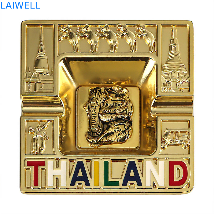 Stylish Portable 100*100MM Gold Color Plated Metal Ashtray gemaakt van gerecycleerde materialen