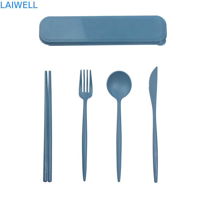 Lichtgewicht Eco tafelgerei Accessoires Voedselkwaliteit Tarwe stro vezels 4-PC Flatware Set voor hoge temperatuur omgevingen