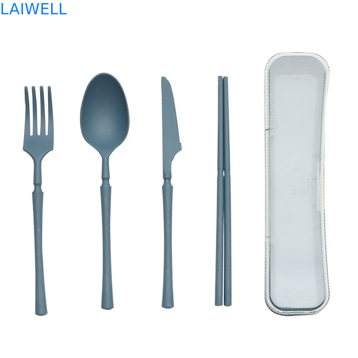 Opvouwbare 4-PC bestek set hoogtemperatuurbestendige Eco tafelgerei accessoires gemaakt van tarwe stro vezels verschillende maten milieuvriendelijk en duurzaam