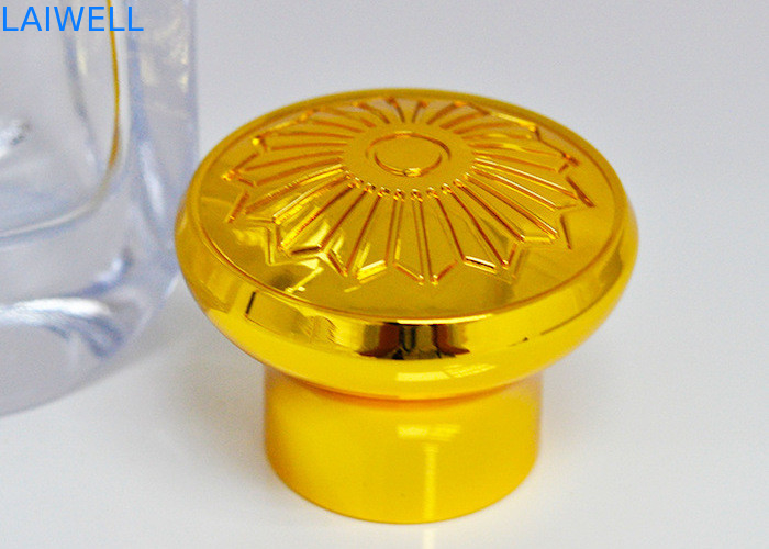 Op maat gemaakte professionele metaal gietgiet goudkleur bekleding zink legering parfum fles tops met 17,2 mm binnen